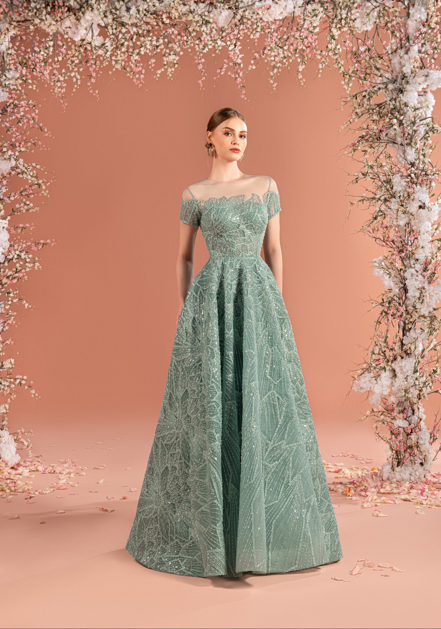 sequin sage green bridesmaid dresses Never Fully Dressed Pistachio Tilly Off the Shoulder Dress – Ruby 67  Boutique main image 0