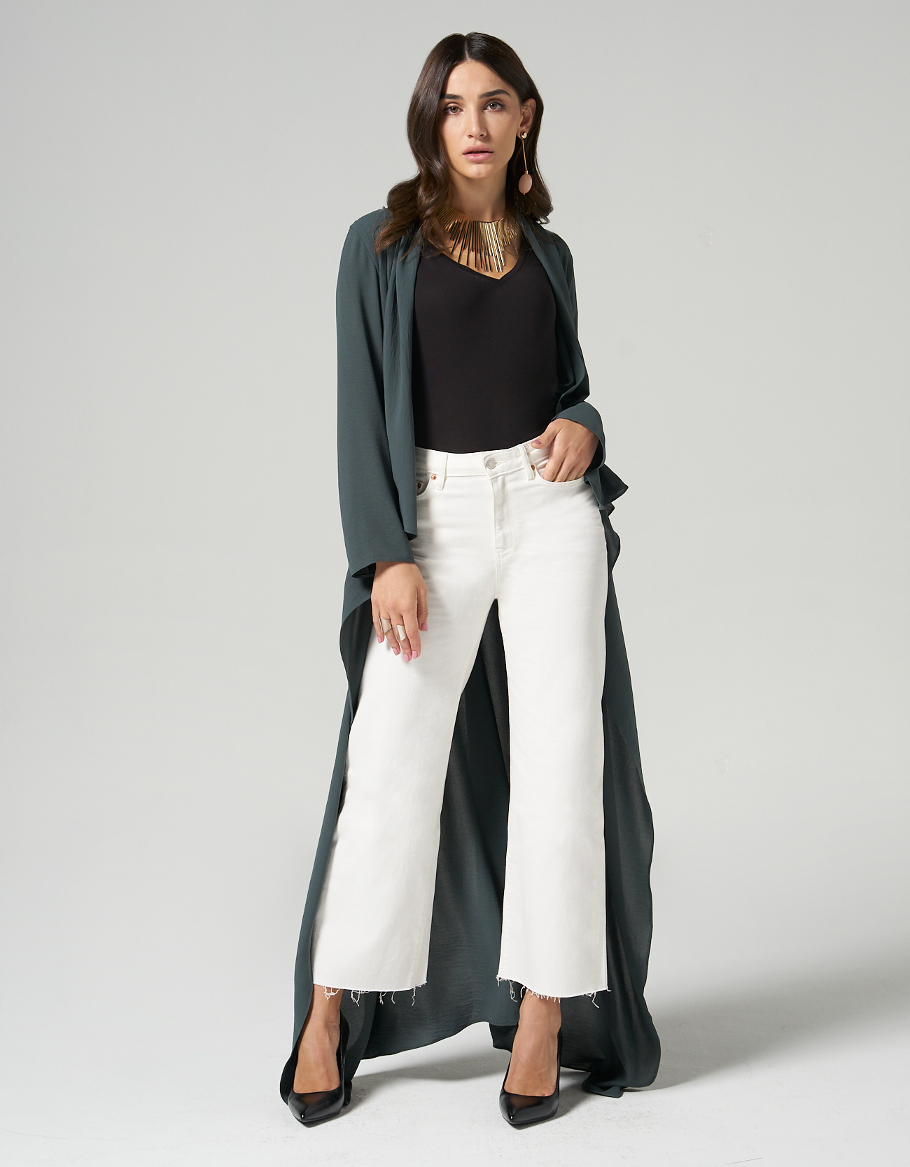 Black duster top coat womens